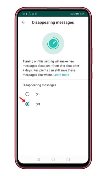 How to Enable   Use Disappearing Messages On WhatsApp - 3