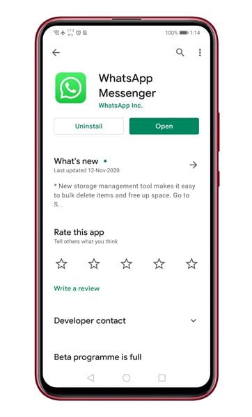 update the WhatsApp app