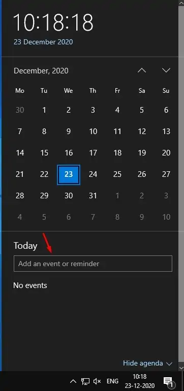 click on the 'Add an event or reminder'