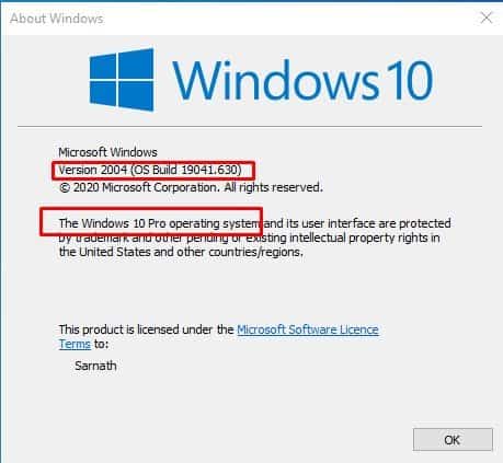 Windows 10 details