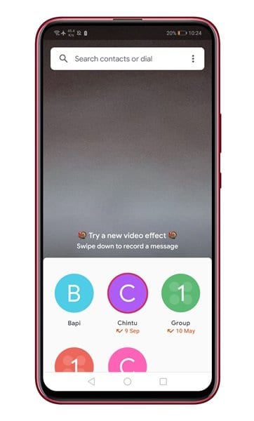 select the contact you want to video call