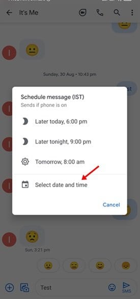tap on the 'select date and time.'