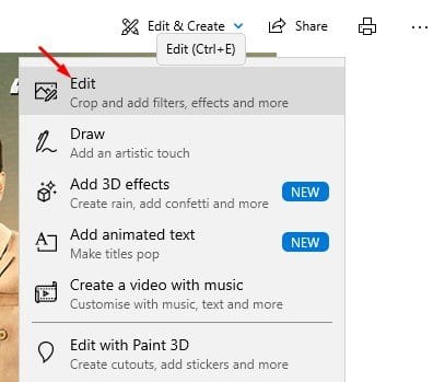 Select the option 'Edit'