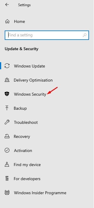 select 'Windows Security'