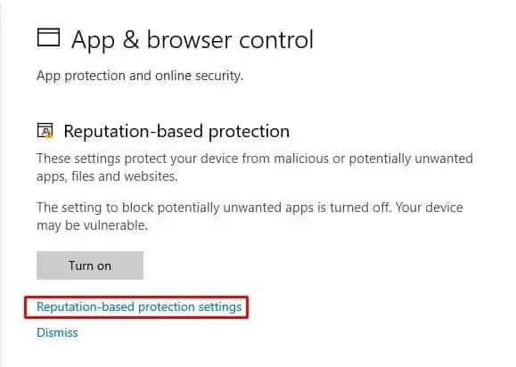 click on the 'Reputation-based protection settings'