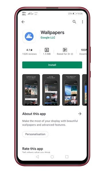 install the Google Wallpapers app