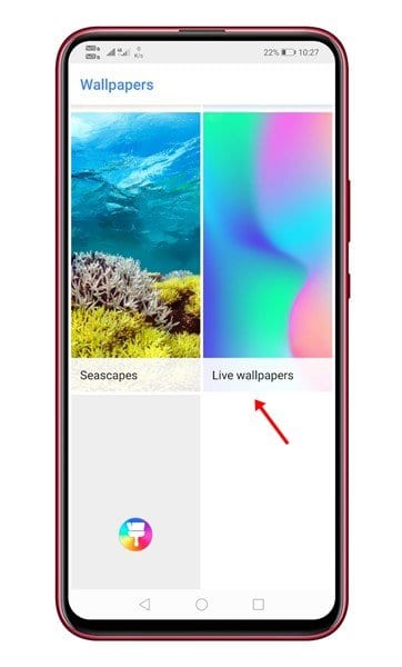 tap on the 'Live Wallpapers'