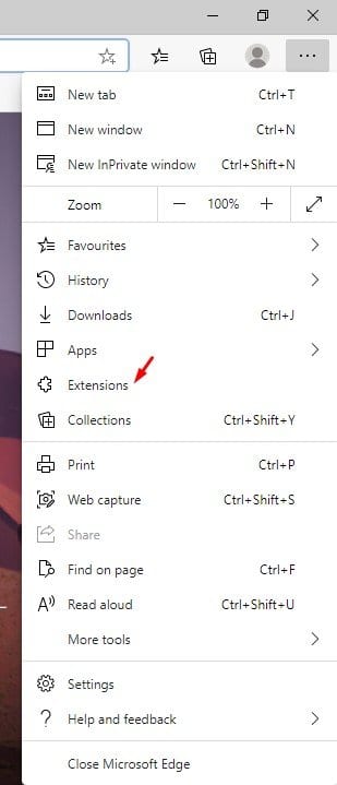 select 'Extensions'
