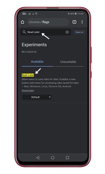 How to Enable   Use  Read Later  Feature in Google Chrome  Android  - 38