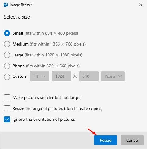 how to resize photo on windows