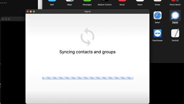 wait until the Signal desktop app syncs contacts and groups
