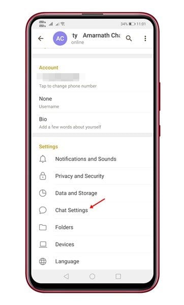 tap on the 'Chat Settings' option