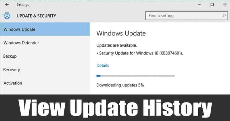 How to Get a List of all Installed Updates On Windows 10