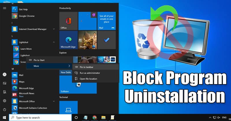 How to Prevent Users From Uninstalling Programs in Windows 10
