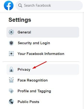 Click on the 'Privacy' option