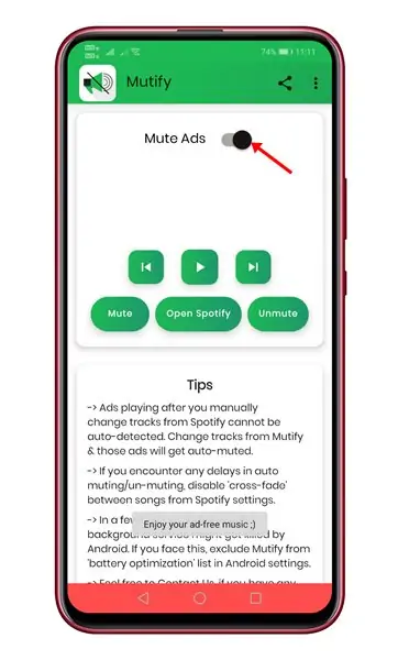 turn on the 'Mute ads' option