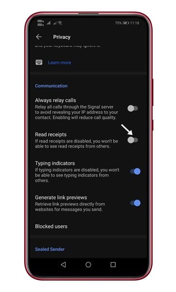 How to Disable  Read Receipts  in Signal Private Messenger - 43
