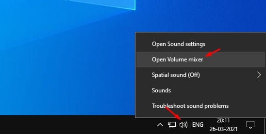 select Open Volume Mixer