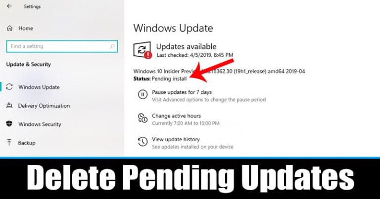 how to remove windows 10 pending updates