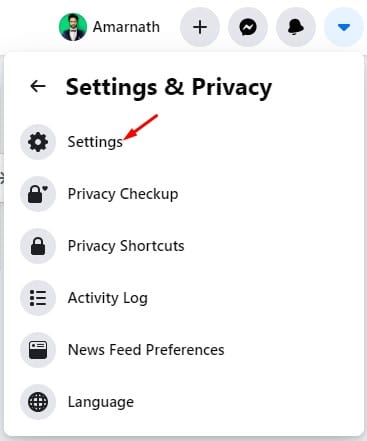 click on the 'Settings' option