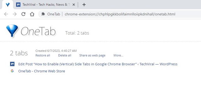 open the vertical tab in Chrome