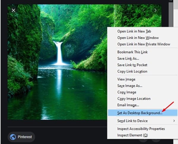 select the 'Set as Desktop background' option