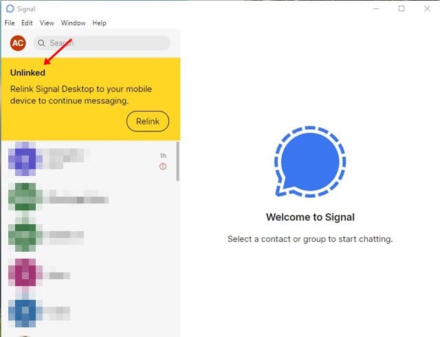 signal desktop sync