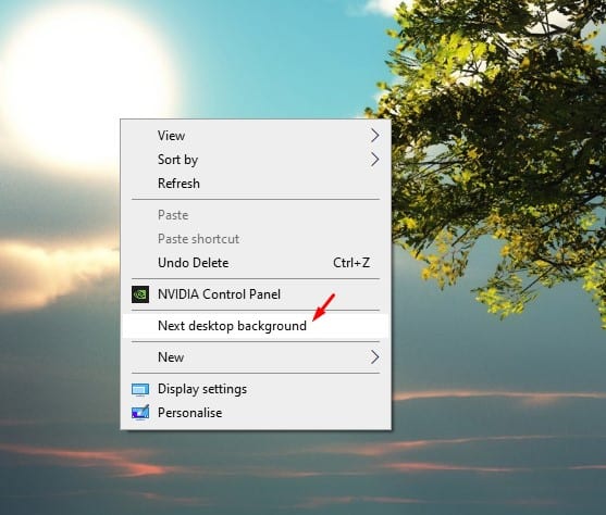 select 'Next desktop background.'