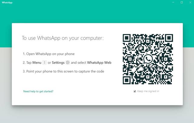 scan the whatsapp QR code via the mobile app