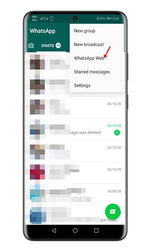 Ανοίξτε το web WhatsApp