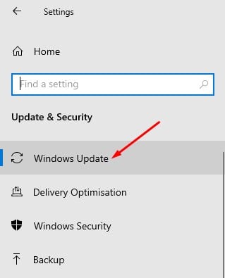 Windows update option