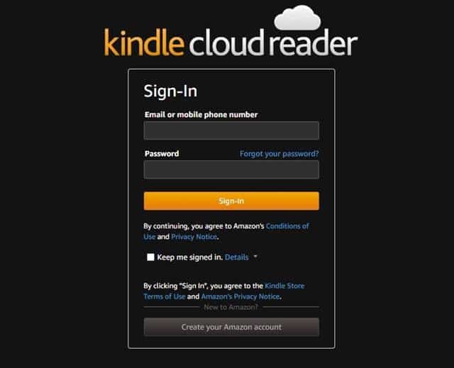 Amazon Kindle website