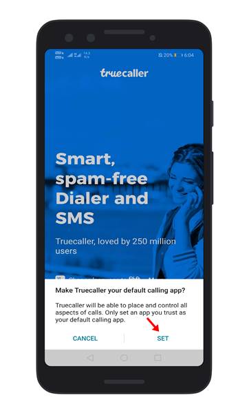 make TrueCaller your default calling app