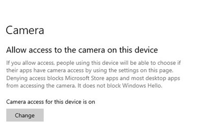 Izinkan Akses ke Kamera Windows 10