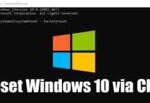 Reset Windows 10 via CMD