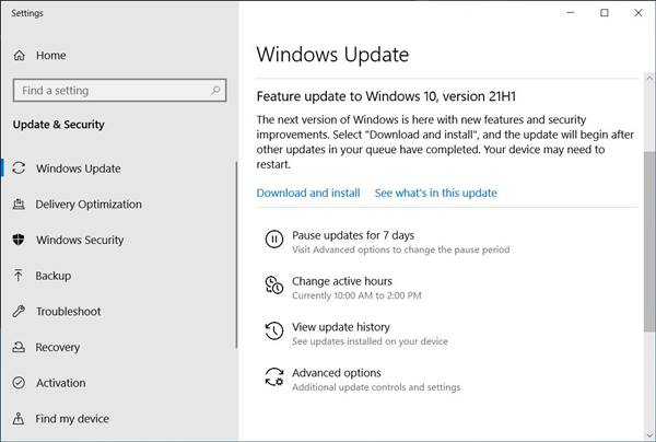 Download & Install Windows 10 May 2021 Update 21H1
