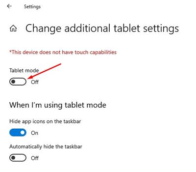 Tablet Mode