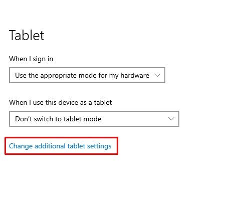 Change additional tablet settings