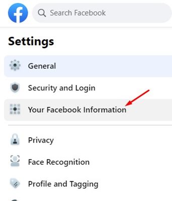 Your Facebook Information option