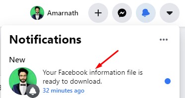 facebook notification message