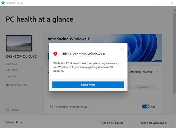 PC Health Check tool