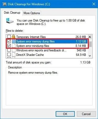System error memory dump files