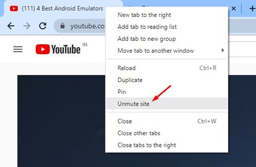 Unmute Site in Chrome Browser