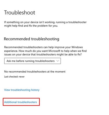 Additional troubleshooters