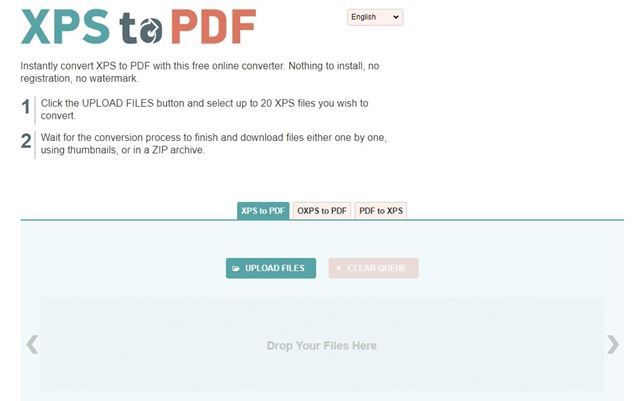 Convert XPS files to PDF format