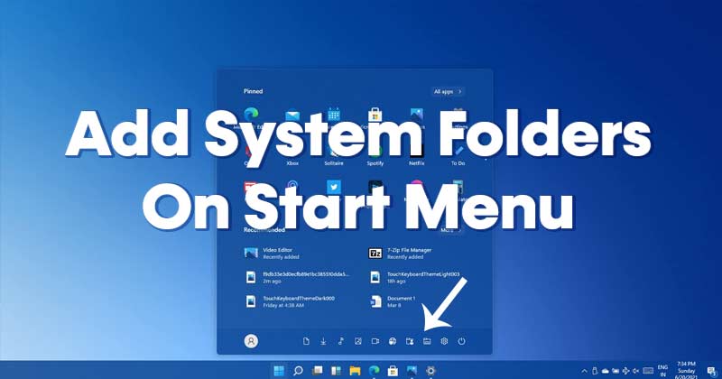 Add or Remove System Folders on Windows 11 Start Menu