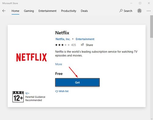 download Netflix app on windows