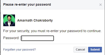 enter facebook account password