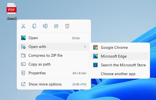 Open PDF File with Edge Browser