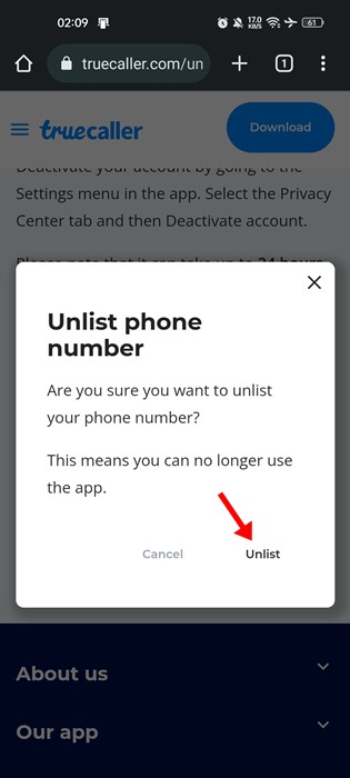 How to Deactivate Truecaller and Unlist Your Number - 70